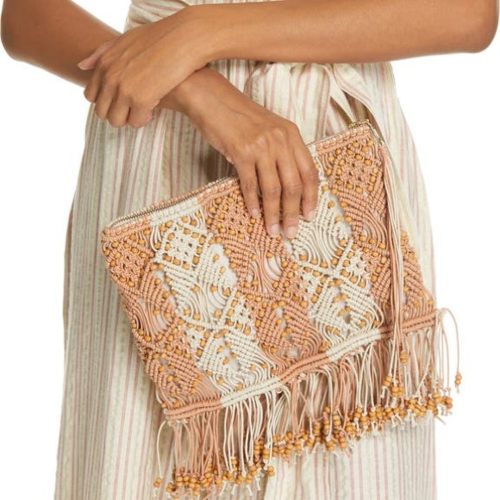 ✨ STUNNING Ulla fringe Johnson April Macramé Bag "Hand-macramé ✨ - Picture 1 of 7